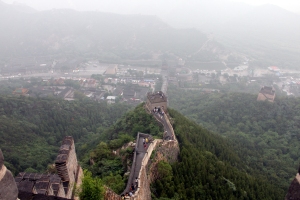Looking down the Great Wall from Beacon 9 at Juyongguan