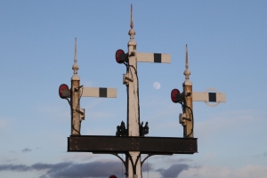 Moon through the Porthmadog Home signals
