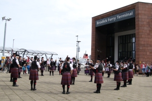 Arran Pipe Band at Brodick Ferry Terminal